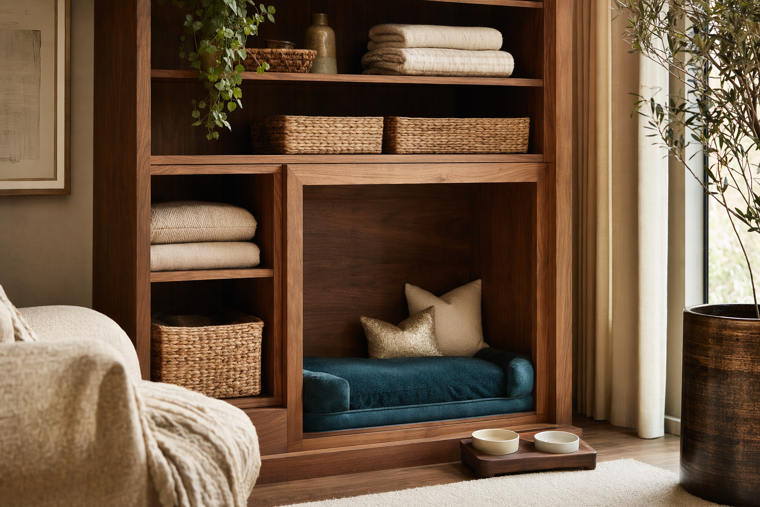 Walnut Corner pet lounge corner